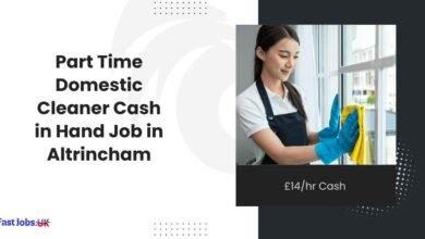 Part Time Domestic Cleaner Cash in Hand Job in Altrincham £14hr Cash Flexible Days
